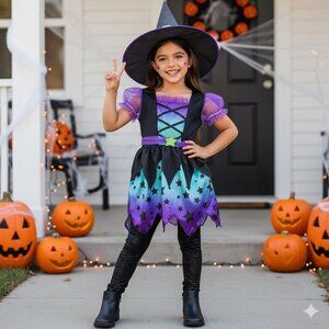 BOO! Inc. Girls Enchanting Witch Halloween Costume Dress Party Fairy Tale Outfit